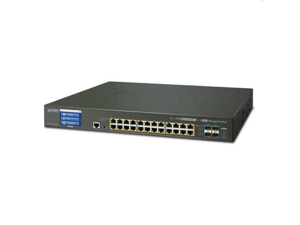 L3 24-Port 10/100/1000T 802.3at PoE + 4-Port 10G  SFP+ Managed Switch with Color LCD € 1173.95