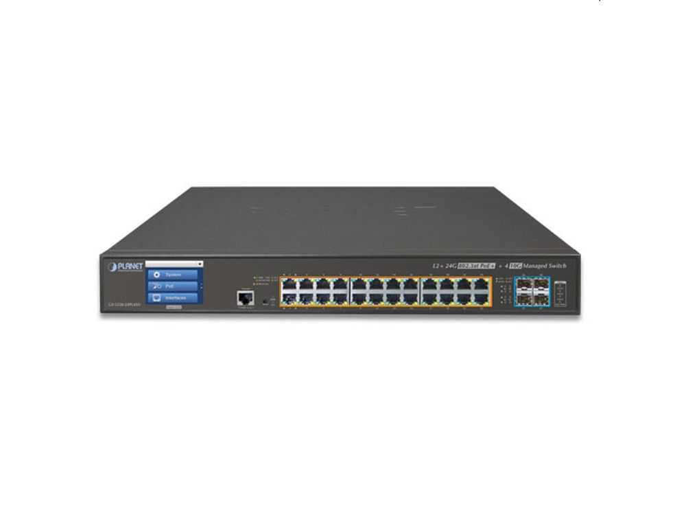 L2+/L4 24-Port 10/100/1000T 802.3at PoE + 4-Port  10G SFP+ Managed Switch with Color LCD € 1246.95