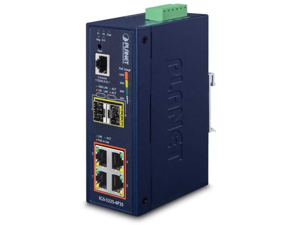 IP40 Industrial L2+/L4 4-Port 802.3at PoE +2-Port 100/1000X SFP Full Managed Switch € 484.95