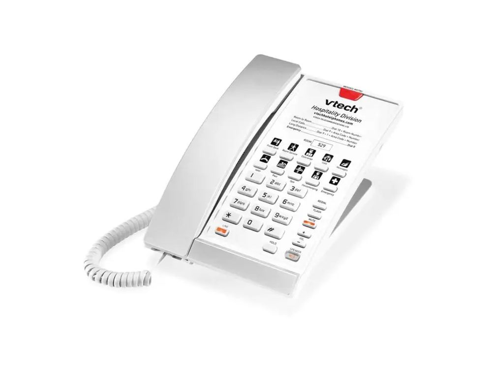 S2210-X Silver & Pearl (5 Keys) 1-Line SIP Corded Hotel Phone, 5 Programmable Keys