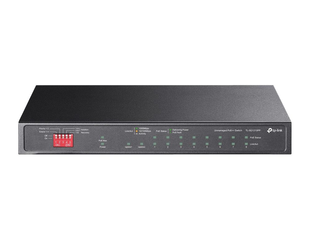 10-Port Gigabit Desktop Switch with 6-Port PoE+ and 2-Port PoE++