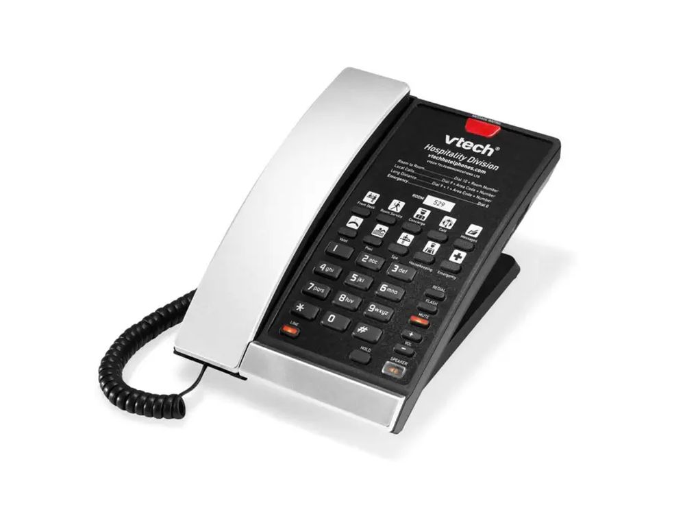 S2210-X Silver & Black (10 Keys) 1-Line SIP Corded Hotel Phone, 10 Programmable Key