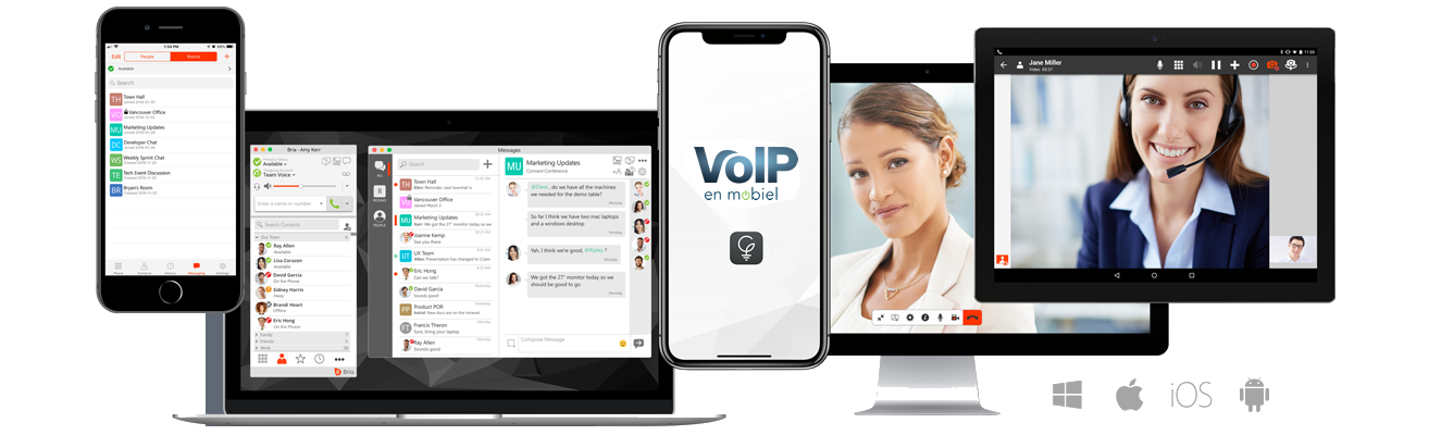 Cloud Softphone app op telefoon, laptop en tablet
