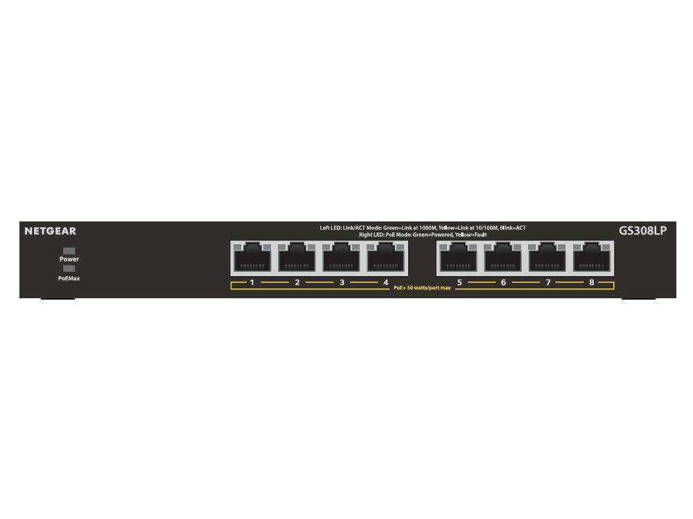 8-PORT POE GIGABIT UNMANAGED SWITCH (GS308LP)