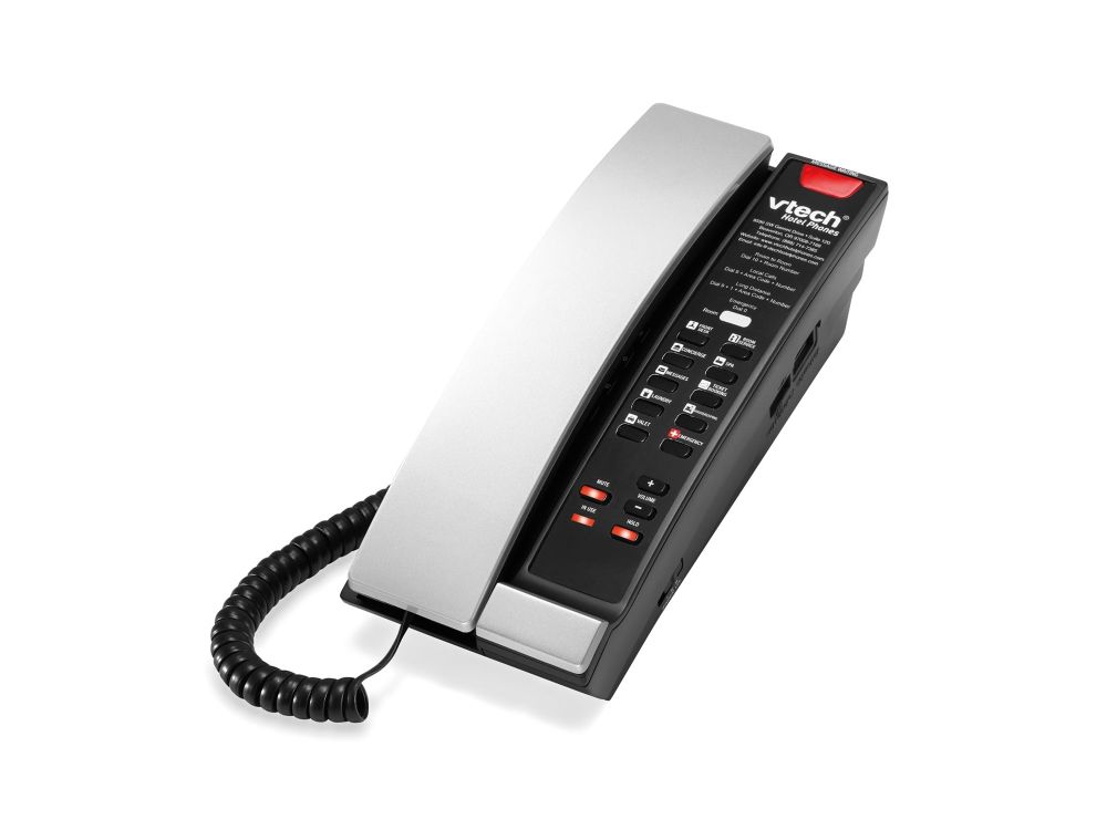 S2211-SPK Silver & Black (5 Keys) Speaker 1-Line SIP Petite Hotel Telephone, 5 Programmable