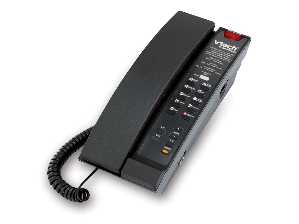 A2211 Matte Black (10 Keys) 1-Line Analog Petite Phone, 10 programmable keys