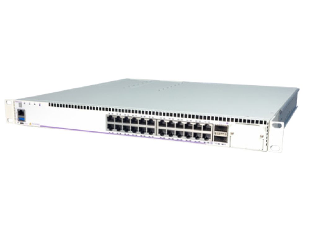 Multi-GigE L3 1RU chassis with 24 100/1G/2.5G/5G/1 BaseT 95W bt PoE and 2 QSFP28 VFL ports.1 uplink s