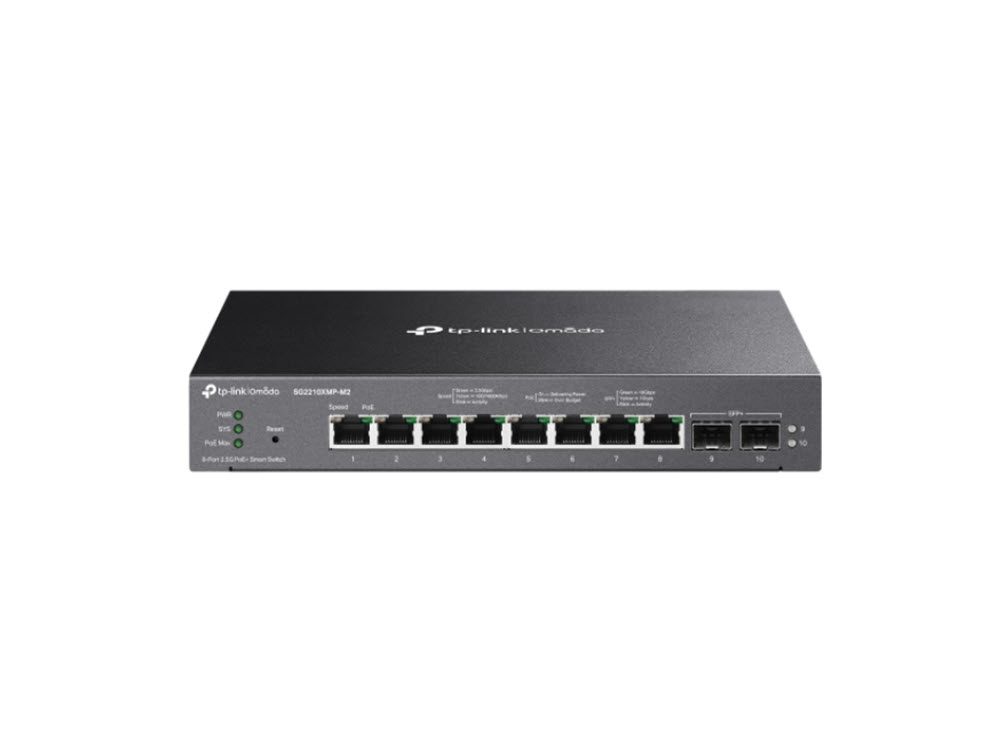 Omada 8-Port 2.5GBASE-T and 2-Port 10GE SFP+ Smart Switch with 8-Port PoE+