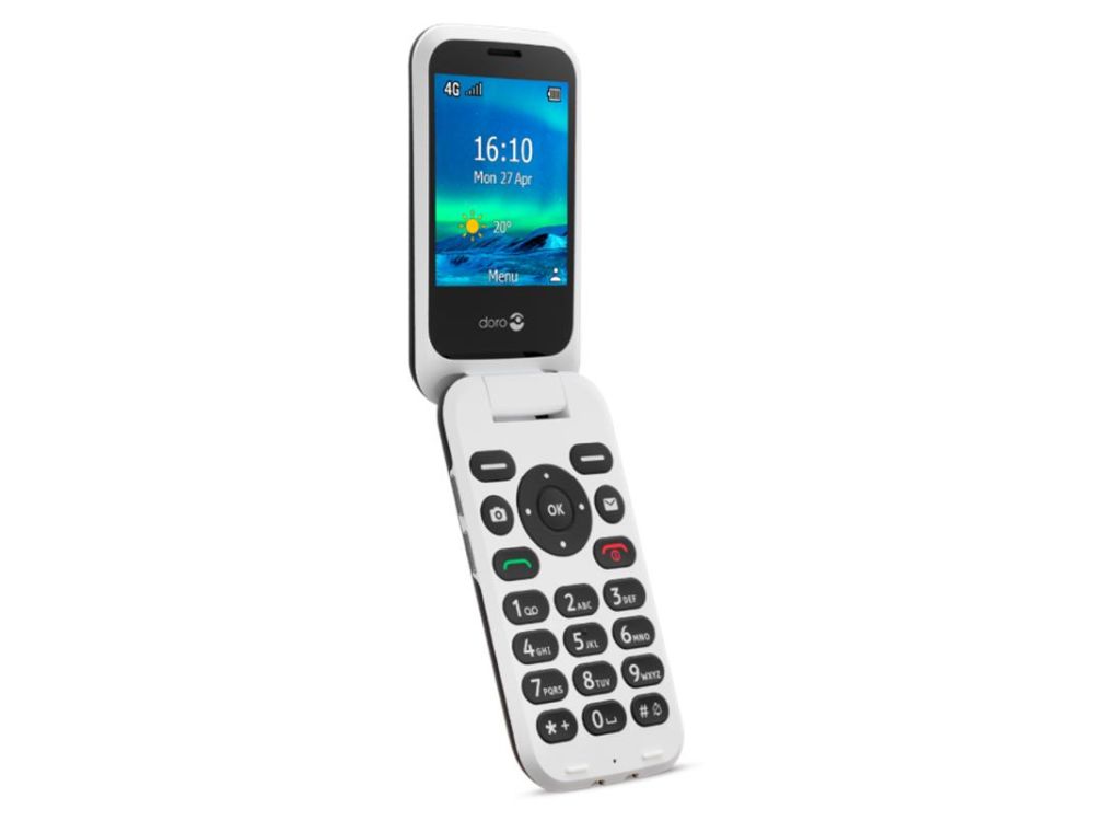 Doro - 4G Simple Flip Phone (Black-White)