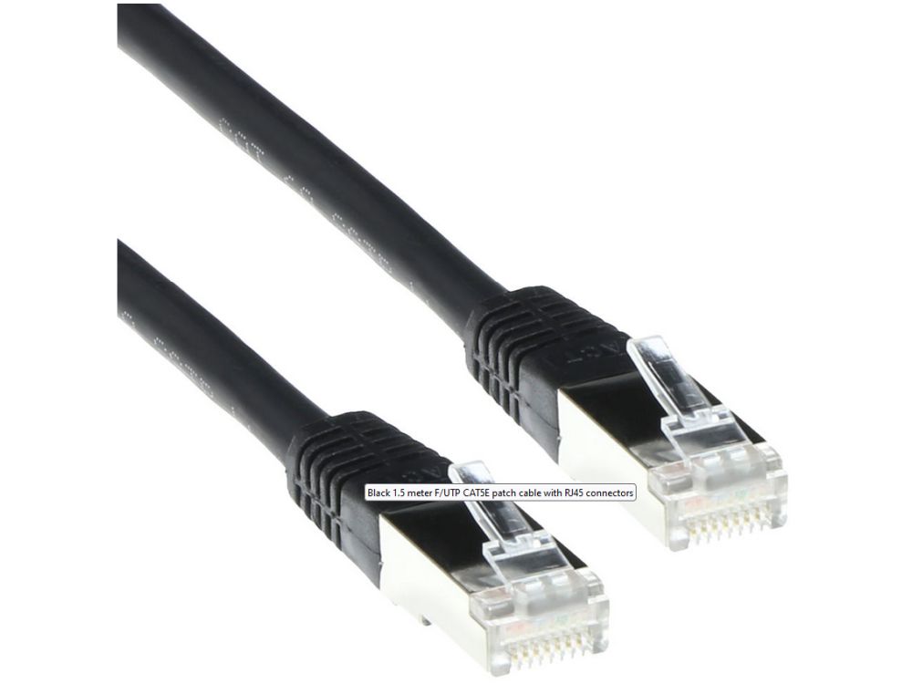 Zwarte 1,5 meter LSZH F/UTP CAT5E patchkabel