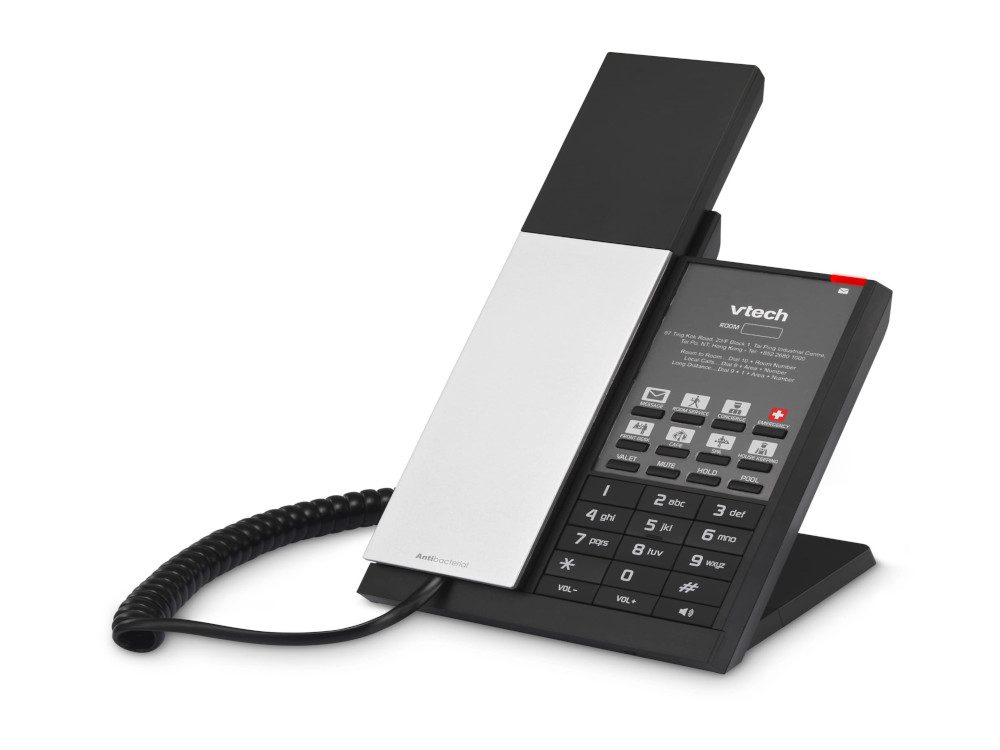 NG-A3211 Silver Black (4 Keys) 1-Line Analog Corded Phone 4 programmable keys