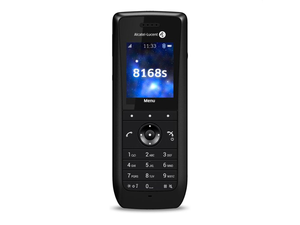 Alcatel-Lucent Enterprise 8168s WLAN Handset inclu includes set, battery, belt clip, regulatory sheet
