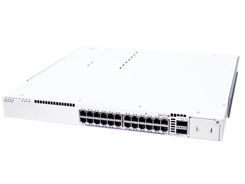 OS6870-24: Fixed chassis with 24x10/100/1000 RJ-45 2x100G QSFP28 VFL ports and 4x25G SFP28 ports
